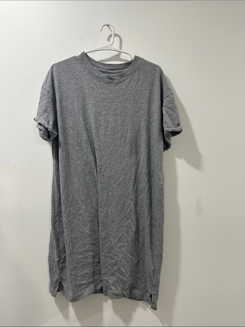 Classic Crew Neck T-Shirt dress- Gray